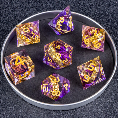 Lila Ring Resin DnD Dice, Lord of Dice poliéder kockakészlet, The Ring Dice, Resin Dice Kockakészlet
