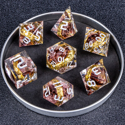 Lila Ring Resin DnD Dice, Lord of Dice poliéder kockakészlet, The Ring Dice, Resin Dice Kockakészlet