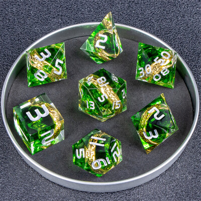 Lila Ring Resin DnD Dice, Lord of Dice poliéder kockakészlet, The Ring Dice, Resin Dice Kockakészlet