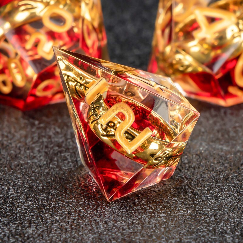 Lila Ring Resin DnD Dice, Lord of Dice poliéder kockakészlet, The Ring Dice, Resin Dice Kockakészlet