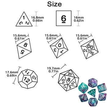 Иридесцентен блясък RPG Polyhedral Dice Set for DNDGame Dungeon and Dragons Table Board Roll Playing Games