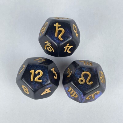 3 buc. Set de zaruri cu 12 fețe Zaruri de astrologie pentru divinația constelației Zaruri de jucărie pentru jocuri Rol de carte de tarot Accesoriu pentru jocuri de masă