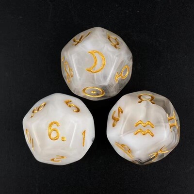 3 buc. Set de zaruri cu 12 fețe Zaruri de astrologie pentru divinația constelației Zaruri de jucărie pentru jocuri Rol de carte de tarot Accesoriu pentru jocuri de masă