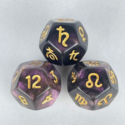 3 buc. Set de zaruri cu 12 fețe Zaruri de astrologie pentru divinația constelației Zaruri de jucărie pentru jocuri Rol de carte de tarot Accesoriu pentru jocuri de masă