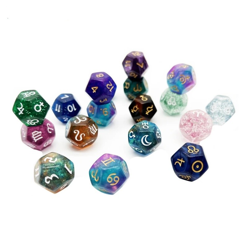 3 buc. Set de zaruri cu 12 fețe Zaruri de astrologie pentru divinația constelației Zaruri de jucărie pentru jocuri Rol de carte de tarot Accesoriu pentru jocuri de masă