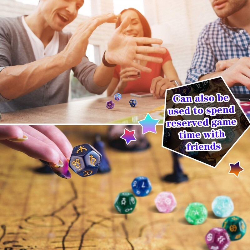 3 buc. Set de zaruri cu 12 fețe Zaruri de astrologie pentru divinația constelației Zaruri de jucărie pentru jocuri Rol de carte de tarot Accesoriu pentru jocuri de masă