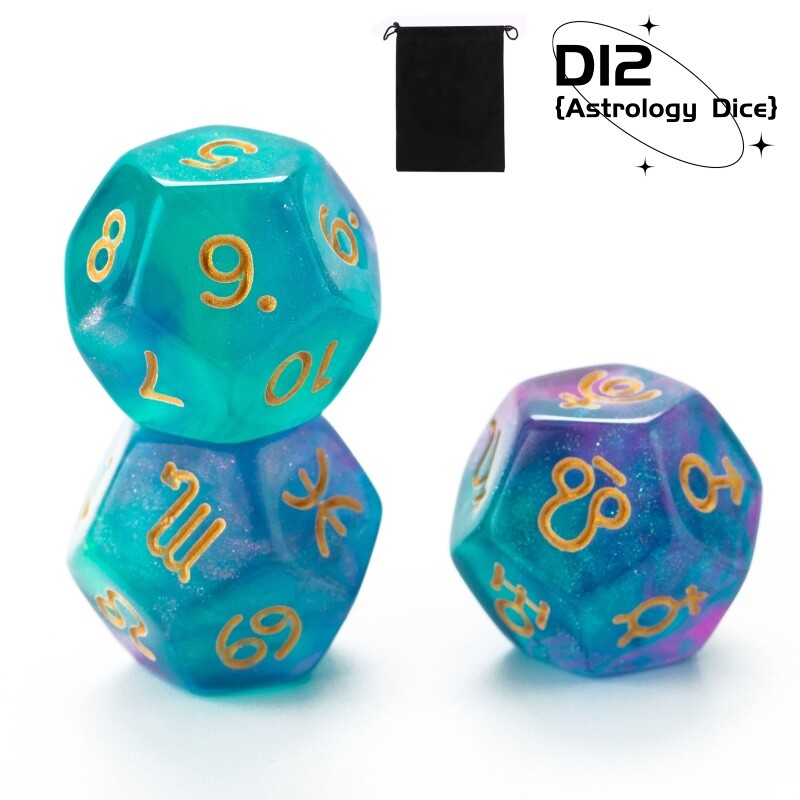 3 buc. Set de zaruri cu 12 fețe Zaruri de astrologie pentru divinația constelației Zaruri de jucărie pentru jocuri Rol de carte de tarot Accesoriu pentru jocuri de masă
