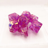 Zaruri Resi 7 buc. celofan roz pentru zaruri DND set poliedric pentru joc de masă zaruri cu muchii ascuțite D4-D20