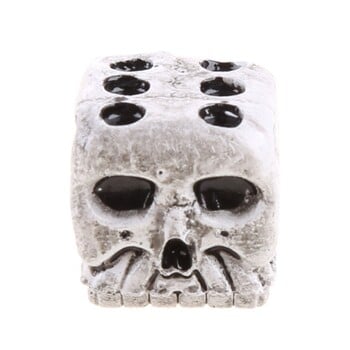 2Pcs Standard Game Dice 6 Sided Game Dice Set White Resin Skull Dice Skull Poker Dice Gothic Gambling Игра със зарове Играчка Инструмент