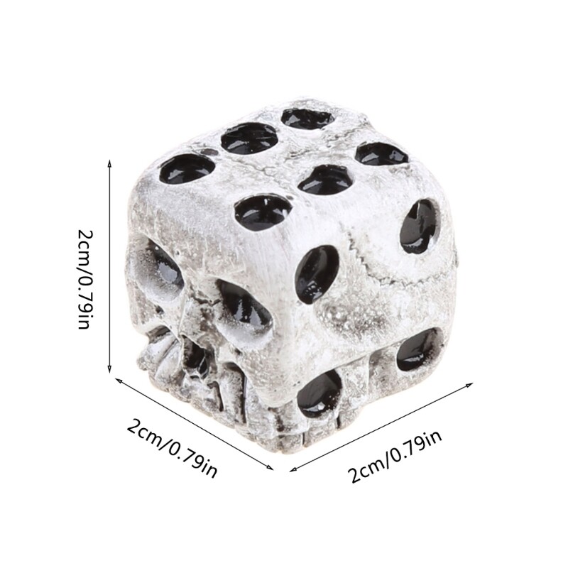 2Pcs Standard Game Dice 6 Sided Game Dice Set White Resin Skull Dice Skull Poker Dice Gothic Gambling Игра със зарове Играчка Инструмент