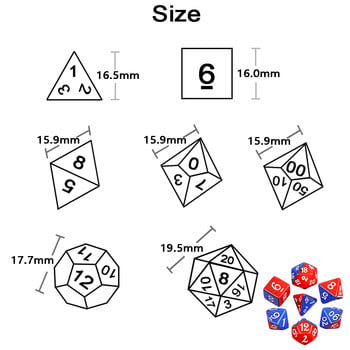 Double Color Dice Polyhedral Digital Dice Set Multi-Color for Boardgame As Gift Entertainment 7 Dice -D4 D6 D8 D10 D12 D20 D%