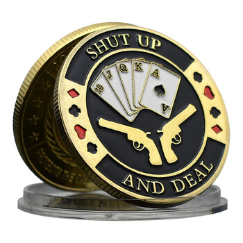 Shut Up Style Lucky Poker Coin Card Покер Card-Guard Възпоменателен медал Чип Lucky Coin Златни метални сувенири Crafts