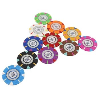 10 τμχ Tricolor Flower Clay σετ τσιπ πόκερ καζίνο Coin Poker Metal Entertainment Baccarat Texas Chip Poker Club Αξεσουάρ