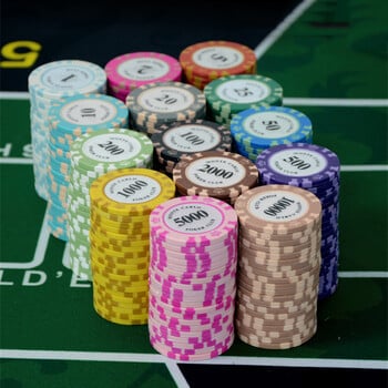 5 бр кръгли чипове за покер 40*3,3 mm жетони за маса Texas Hold\'em/Blackjack/Baccarat Аксесоари за казино хазартни игри Водоустойчиви чипове