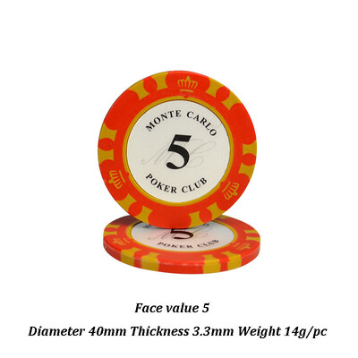 5gab Apaļi pokera žetoni 40*3,3 mm Texas Hold`em/Blackjack/Baccarat galda žetoni Kazino Azartspēļu Aksesuāri Ūdensizturīgie žetoni