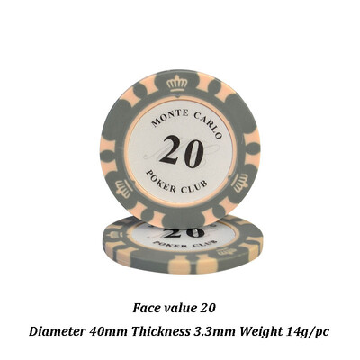 5gab Apaļi pokera žetoni 40*3,3 mm Texas Hold`em/Blackjack/Baccarat galda žetoni Kazino Azartspēļu Aksesuāri Ūdensizturīgie žetoni