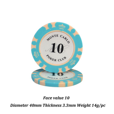 5gab Apaļi pokera žetoni 40*3,3 mm Texas Hold`em/Blackjack/Baccarat galda žetoni Kazino Azartspēļu Aksesuāri Ūdensizturīgie žetoni