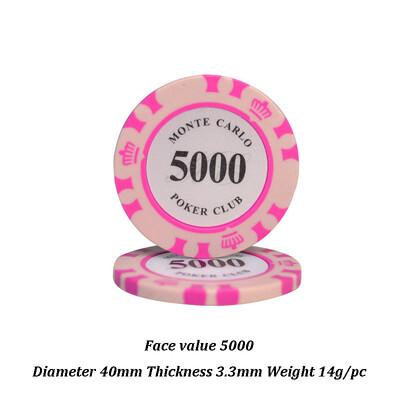 5gab Apaļi pokera žetoni 40*3,3 mm Texas Hold`em/Blackjack/Baccarat galda žetoni Kazino Azartspēļu Aksesuāri Ūdensizturīgie žetoni