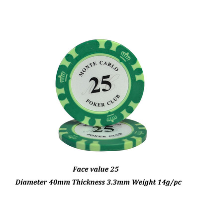 5gab Apaļi pokera žetoni 40*3,3 mm Texas Hold`em/Blackjack/Baccarat galda žetoni Kazino Azartspēļu Aksesuāri Ūdensizturīgie žetoni