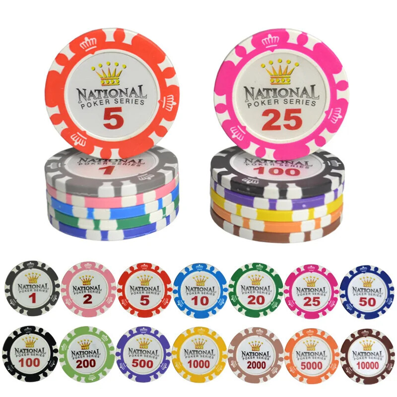 10 gab. Māla Teksasas pokera žetonu kazino monētas Poker 40x3,3 mm Crown Poker Chips Club izklaides spēļu azartspēļu komplekts profesionāls