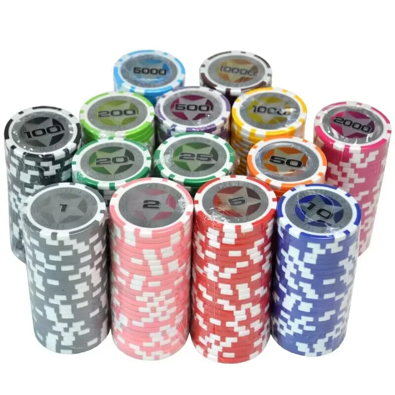 10 PC Texas Poker Professional Baccarat Upscale pokera spēles žetonu komplekts, piederumi, žetoni Pentacle kazino monētas 11,5 g