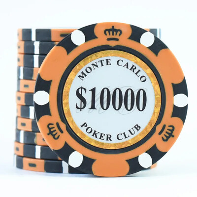 Monte Dollar Carlo Monētas 10 gab Golden Clay Poker Chips Kazino Monētas 14gram Māla Monētas Pokera žetoni Izklaide