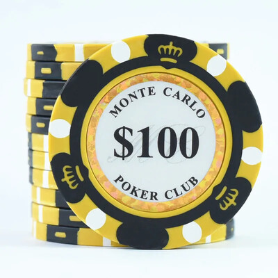 Monte Dollar Carlo Monētas 10 gab Golden Clay Poker Chips Kazino Monētas 14gram Māla Monētas Pokera žetoni Izklaide