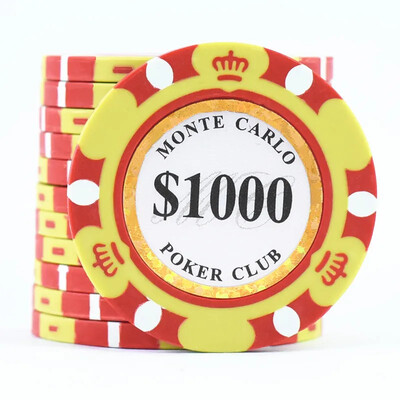 Monte Dollar Carlo Monētas 10 gab Golden Clay Poker Chips Kazino Monētas 14gram Māla Monētas Pokera žetoni Izklaide