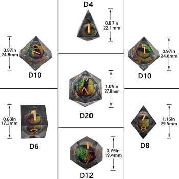 Dargons Eye Dices Set with Movable Liquid Cores Αξεσουάρ επιτραπέζιου παιχνιδιού για επιτραπέζια παιχνίδια MTG