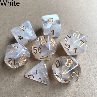 7 tk/komplekt Mitmepoolne läbipaistev täringukomplekt Mängutäring RPG jaoks DND tarvikud Mitmetahulised täringud lauakaardimängu Taro tarvikud