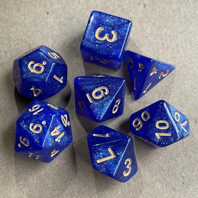 7 бр. Розово розов блясък Златен шрифт Комплект дигитални зарове Настолни игри D4 D6 D8 D10 D% D12 D20 Комплект полиедрални зарове за DND TPRG PRG