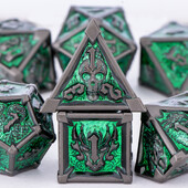 DnD Green metalni set kockica, metalne D&D kockice za stolne igre, set kockica DnD za Dungeons and Dragons, 6-strane kockice poklon za dečka