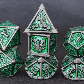 DnD Green Metal Dice Set, Metal D&D Dice για επιτραπέζια παιχνίδια, Dice Set DnD for Dungeons and Dragons, 6 όψεων ζάρια δώρο για φίλο