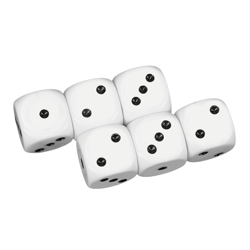 6Pcs/set Visokokvalitetne kockice od smole 16mm zaobljeni uglovi, bijele točkice, kockice, KTV kockice Minimum 1 bod, Maksimum 3 boda