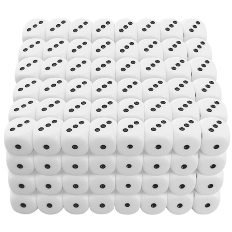 6Pcs/set Visokokvalitetne kockice od smole 16mm zaobljeni uglovi, bijele točkice, kockice, KTV kockice Minimum 1 bod, Maksimum 3 boda