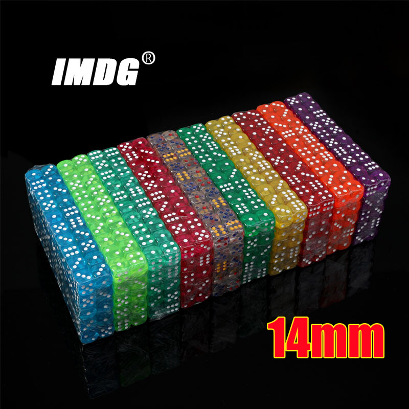 100 buc/pachet zaruri acrilice culori 14 mm colț rotund transparent bară de înaltă calitate zaruri joc ktv
