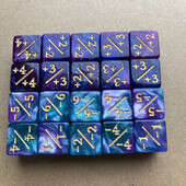 Set od 10 komada 16 mm 6 strana Sposobnost Bonus Život 1/1 Plus Minus Brojač D6 Šarene kockice za DND TRPG RPG Društvena stolna igra Kid Dice Kit