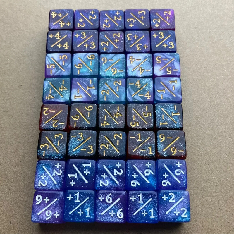 Set od 10 komada 16 mm 6 strana Sposobnost Bonus Život 1/1 Plus Minus Brojač D6 Šarene kockice za DND TRPG RPG Društvena stolna igra Kid Dice Kit
