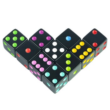 Μαύροι 16mm Acrylic Pips Dice Cubes - D6 Dice για επιτραπέζια παιχνίδια, διασκέδαση και διδασκαλία - 10 τμχ