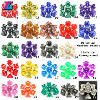 7PCS/σετ T&g Dice Polyhedron Dados DNDGame with Marbled Effect,Διαφανές D4 D6 D8 D10 D10% D12 D20 Παίζοντας ζάρια