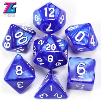 7PCS/σετ T&g Dice Polyhedron Dados DNDGame with Marbled Effect,Διαφανές D4 D6 D8 D10 D10% D12 D20 Παίζοντας ζάρια