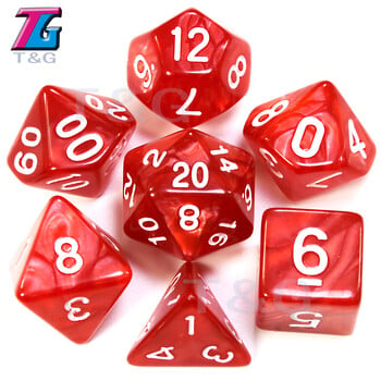 7PCS/σετ T&g Dice Polyhedron Dados DNDGame with Marbled Effect,Διαφανές D4 D6 D8 D10 D10% D12 D20 Παίζοντας ζάρια