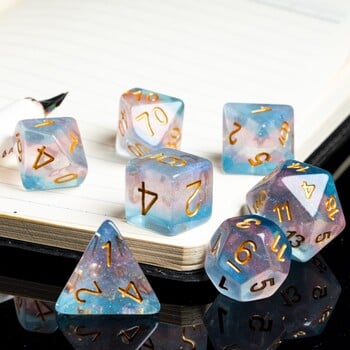 Cusdie 7Pcs Pride Flag Dice DND Trans-Pride D&D Dice Multicolor D4-D20 Polyhedral Dice set for Role Playing Game Επιτραπέζια παιχνίδια