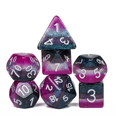 Cusdie 7Gb Pride Flag Dice DND Trans-Pride D&D Dice Multicolor D4-D20 Daudzskaldņu kauliņu komplekts lomu spēlēm galda spēlēm