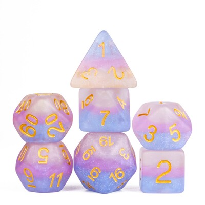 Cusdie 7Gb Pride Flag Dice DND Trans-Pride D&D Dice Multicolor D4-D20 Daudzskaldņu kauliņu komplekts lomu spēlēm galda spēlēm