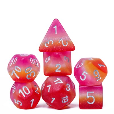 Cusdie 7Gb Pride Flag Dice DND Trans-Pride D&D Dice Multicolor D4-D20 Daudzskaldņu kauliņu komplekts lomu spēlēm galda spēlēm