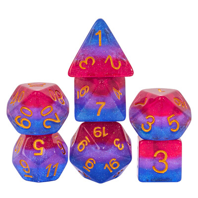 Cusdie 7Gb Pride Flag Dice DND Trans-Pride D&D Dice Multicolor D4-D20 Daudzskaldņu kauliņu komplekts lomu spēlēm galda spēlēm
