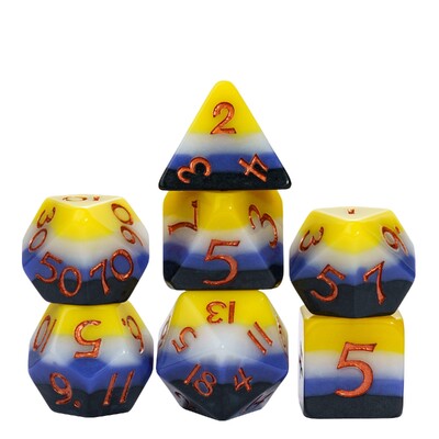 Cusdie 7Gb Pride Flag Dice DND Trans-Pride D&D Dice Multicolor D4-D20 Daudzskaldņu kauliņu komplekts lomu spēlēm galda spēlēm
