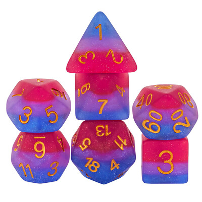 Cusdie 7Gb Pride Flag Dice DND Trans-Pride D&D Dice Multicolor D4-D20 Daudzskaldņu kauliņu komplekts lomu spēlēm galda spēlēm