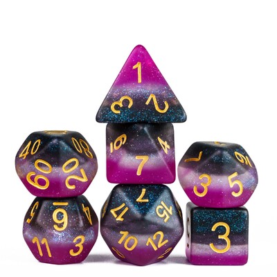 Cusdie 7Gb Pride Flag Dice DND Trans-Pride D&D Dice Multicolor D4-D20 Daudzskaldņu kauliņu komplekts lomu spēlēm galda spēlēm